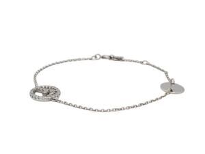 6884 - Fendi 'F Is Fendi' Crystal Oval Logo Chain Bracelet Silver Palladium